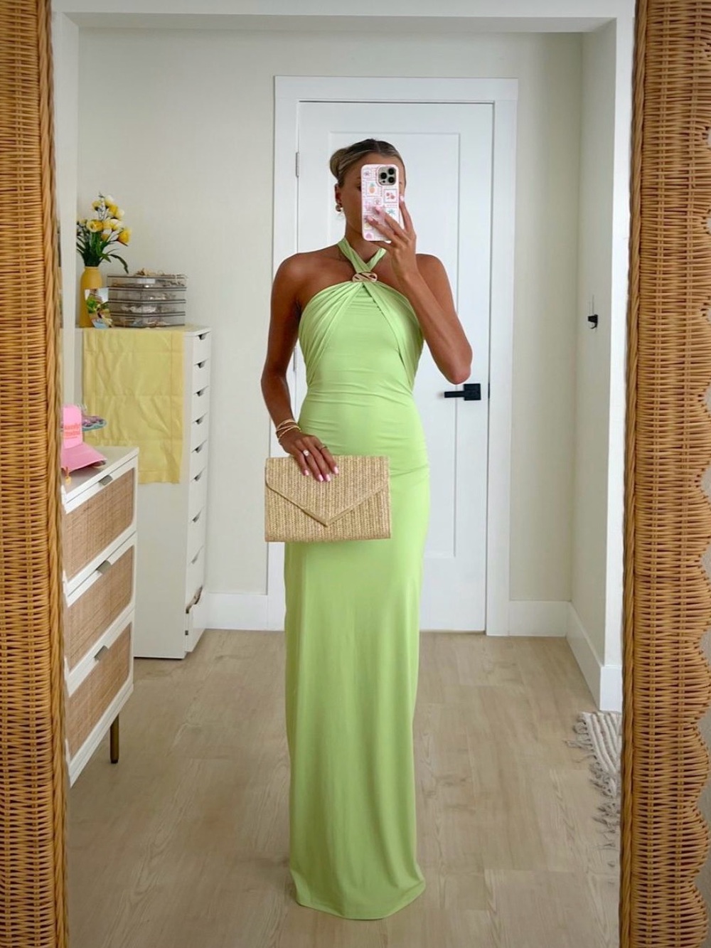 Halter Maxi Dress in Lime Green